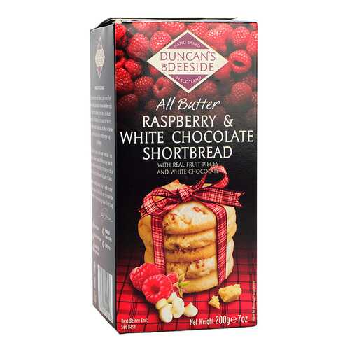 Печенье Duncan’s of Deeside с малиной и белым шоколадом 200 г в Слата