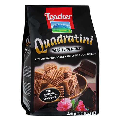 Вафли «Квадратини» темный шоколад, Loacker, 250 г, Италия в Слата