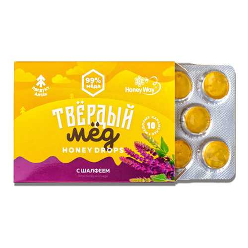 Карамель Твердый мед медовая c шалфеем 30 г в Слата
