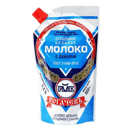 Молоко Рогачевъ сгущенное с сахаром гост 8.5% 300 г в Слата