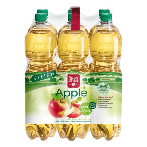 Вода минеральная Rhon Sprudel «Apple Plus» с яблочным соком без сахара 1.5 л 6 шт в Слата